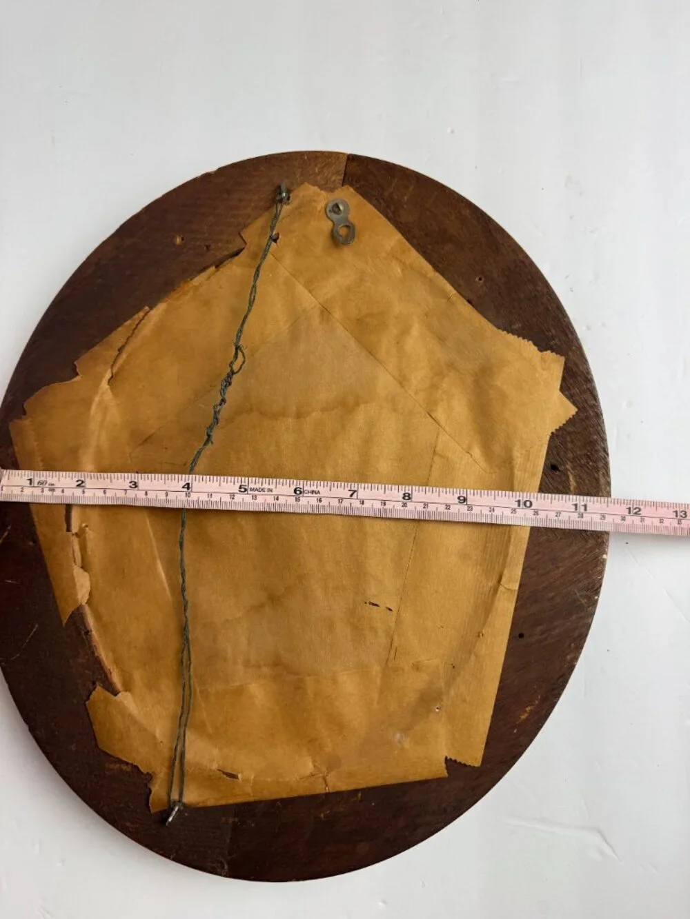 Antique Oval Cherry Wood Mirror w/ Dovetail Deep Frame 14
